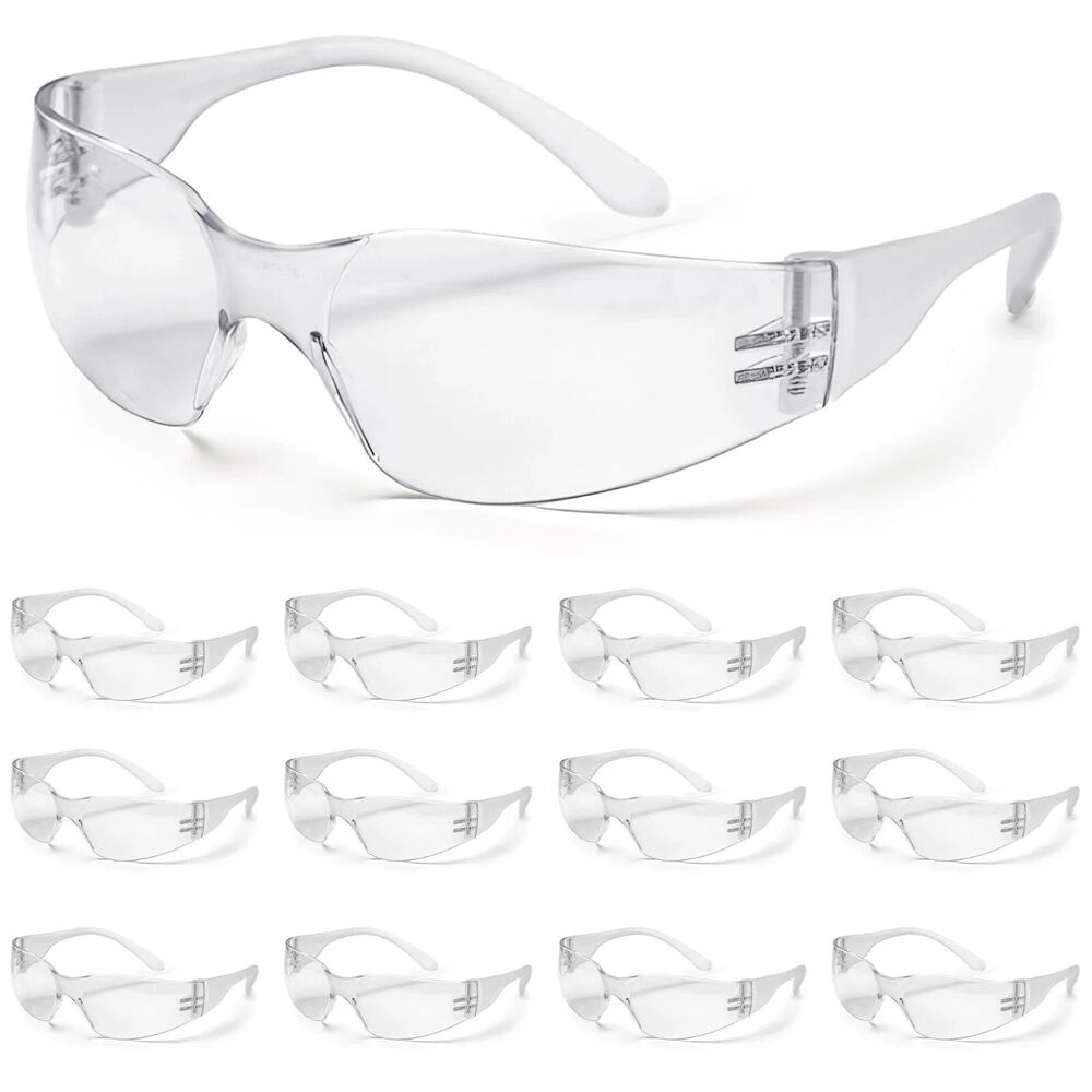 Safe Handler Crystal Safety Glasses Clear Anti-Scratch 12-Pack Bulk New